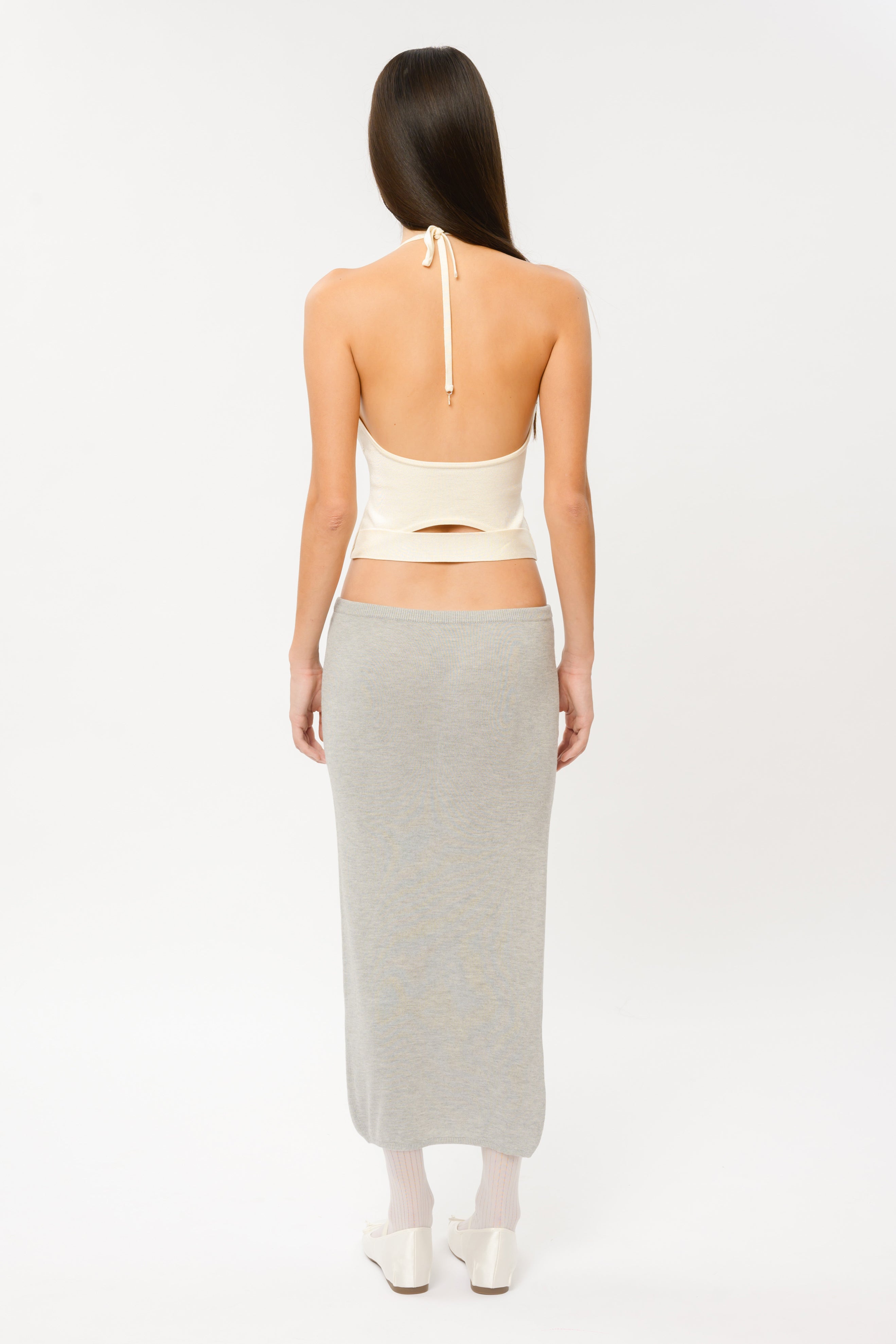 LILY MAXI SKIRT IN HEATHER GRAY